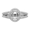 Oval Halo Diamond Semi-mount Engagement Rings