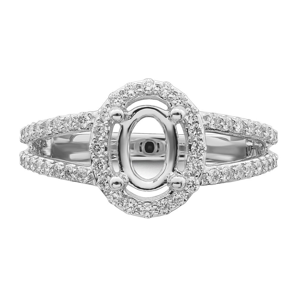 Oval Halo Diamond Semi-mount Engagement Rings