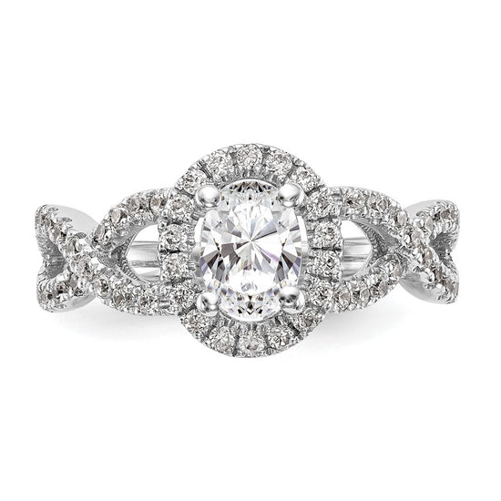 Oval Halo Diamond Semi-mount Engagement Rings