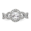 Oval Halo Diamond Semi-mount Engagement Rings