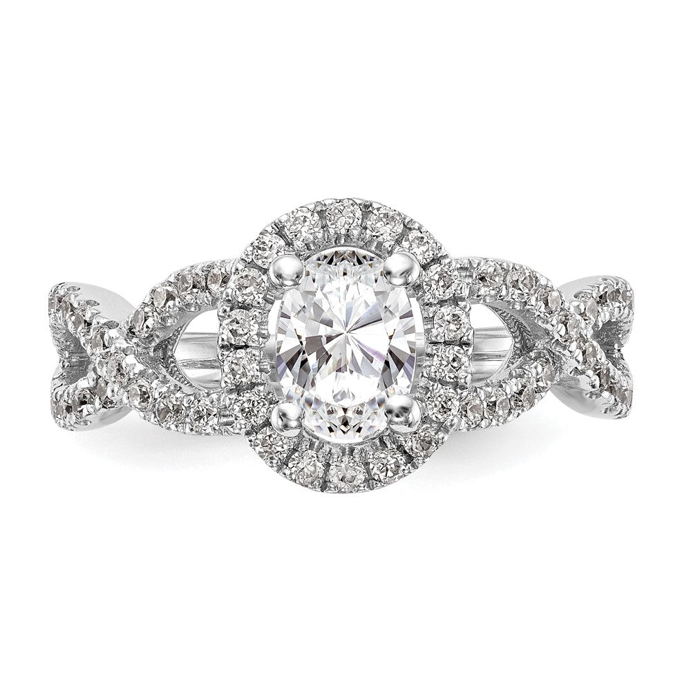 Oval Halo Diamond Semi-mount Engagement Rings