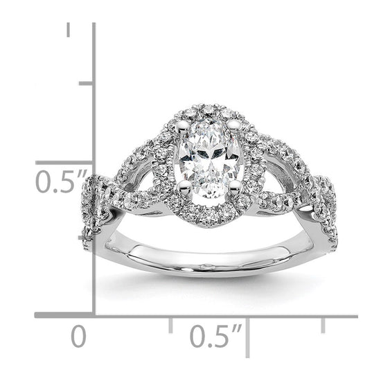Oval Halo Diamond Semi-mount Engagement Rings