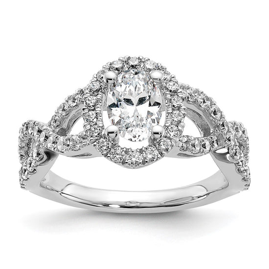 Oval Halo Diamond Semi-mount Engagement Rings