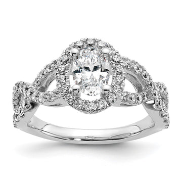 Oval Halo Diamond Semi-mount Engagement Rings