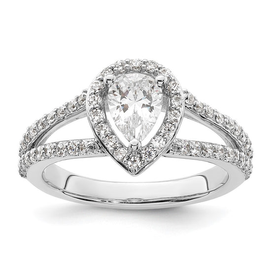 Pear Halo Diamond Semi-mount Engagement Rings
