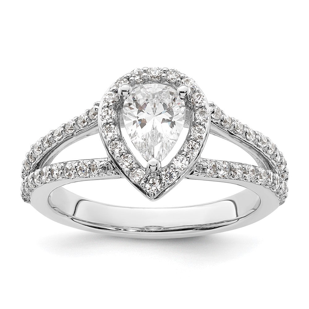 Pear Halo Diamond Semi-mount Engagement Rings