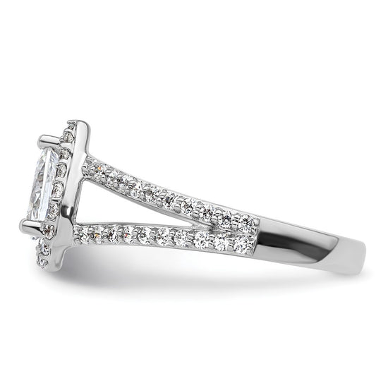 Pear Halo Diamond Semi-mount Engagement Rings