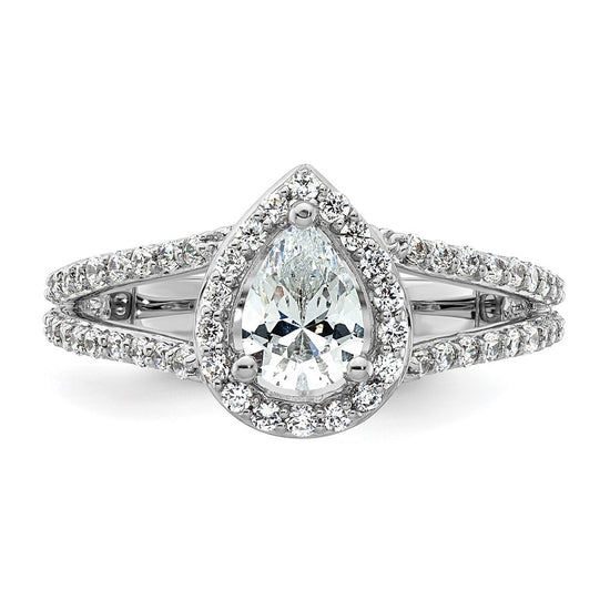 Pear Halo Diamond Semi-mount Engagement Rings