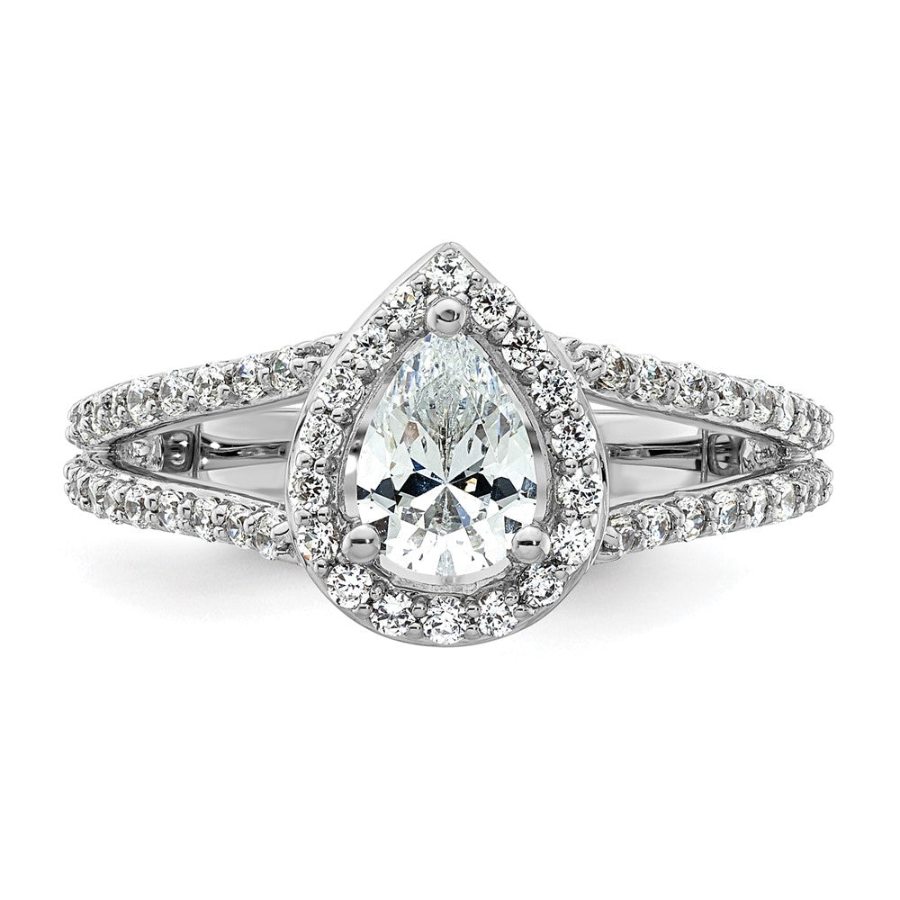 Pear Halo Diamond Semi-mount Engagement Rings