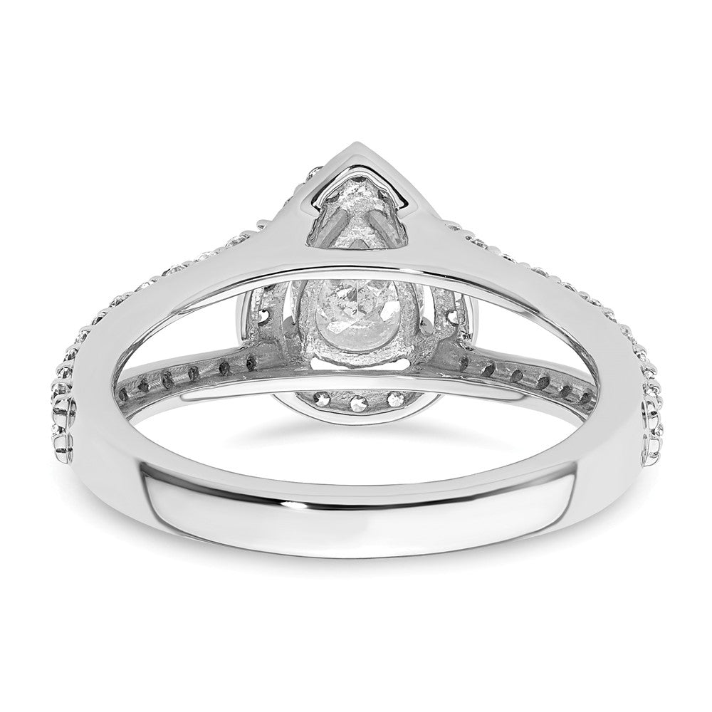 Pear Halo Diamond Semi-mount Engagement Rings
