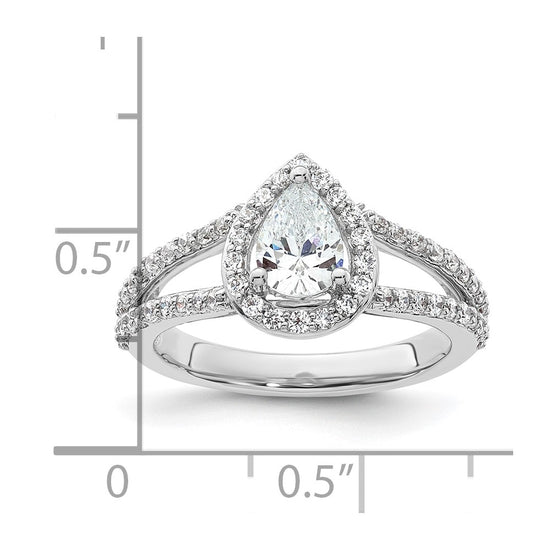 Pear Halo Diamond Semi-mount Engagement Rings
