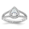Pear Halo Diamond Semi-mount Engagement Rings