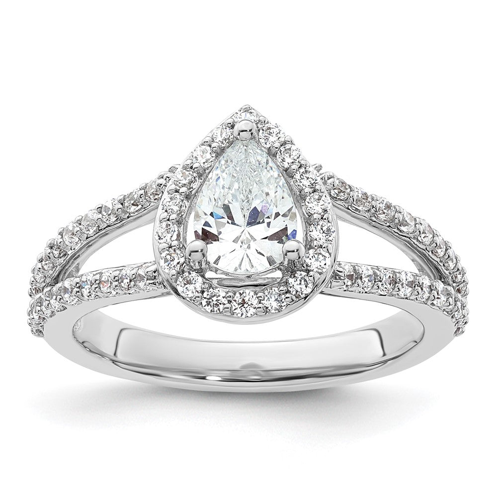 Pear Halo Diamond Semi-mount Engagement Rings