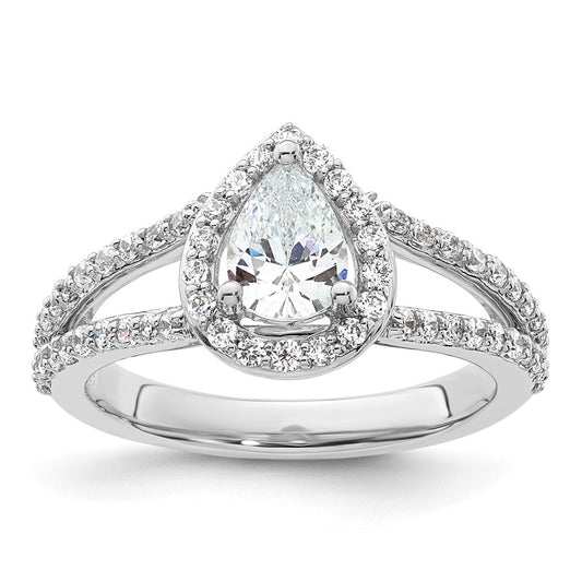 Pear Halo Diamond Semi-mount Engagement Rings