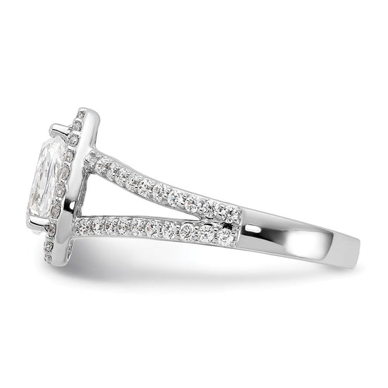 Pear Halo Diamond Semi-mount Engagement Rings