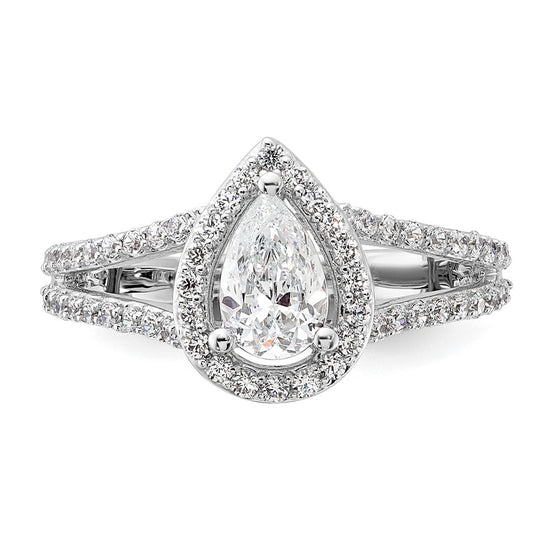 Pear Halo Diamond Semi-mount Engagement Rings