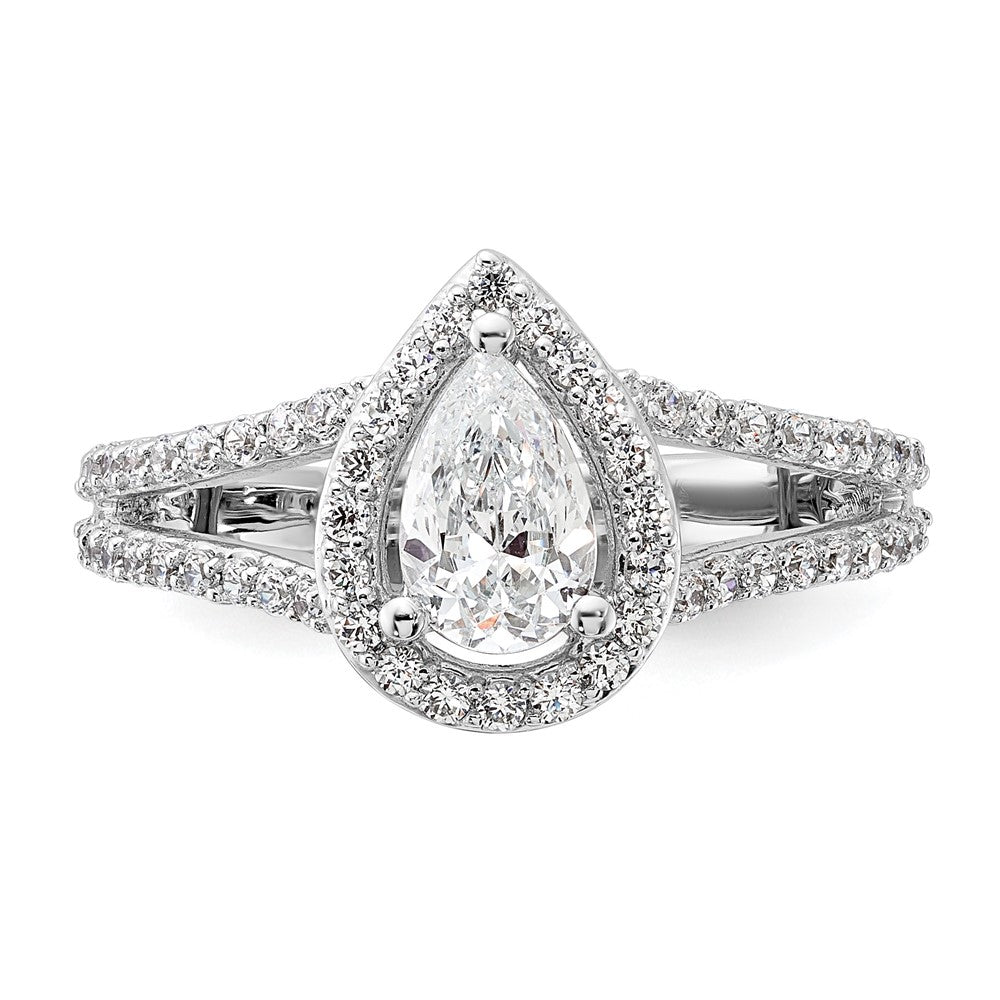 Pear Halo Diamond Semi-mount Engagement Rings