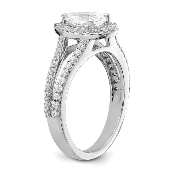Pear Halo Diamond Semi-mount Engagement Rings