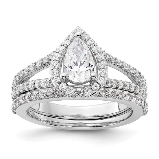 Pear Halo Diamond Semi-mount Engagement Rings