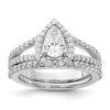 Pear Halo Diamond Semi-mount Engagement Rings