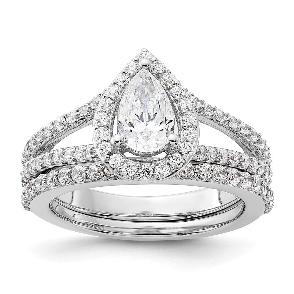 Pear Halo Diamond Semi-mount Engagement Rings