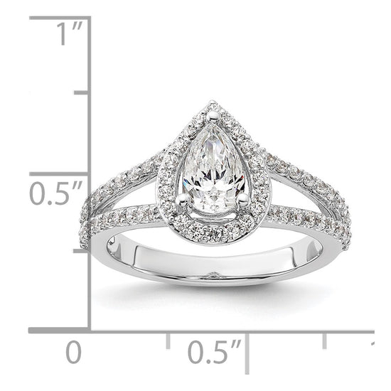 Pear Halo Diamond Semi-mount Engagement Rings