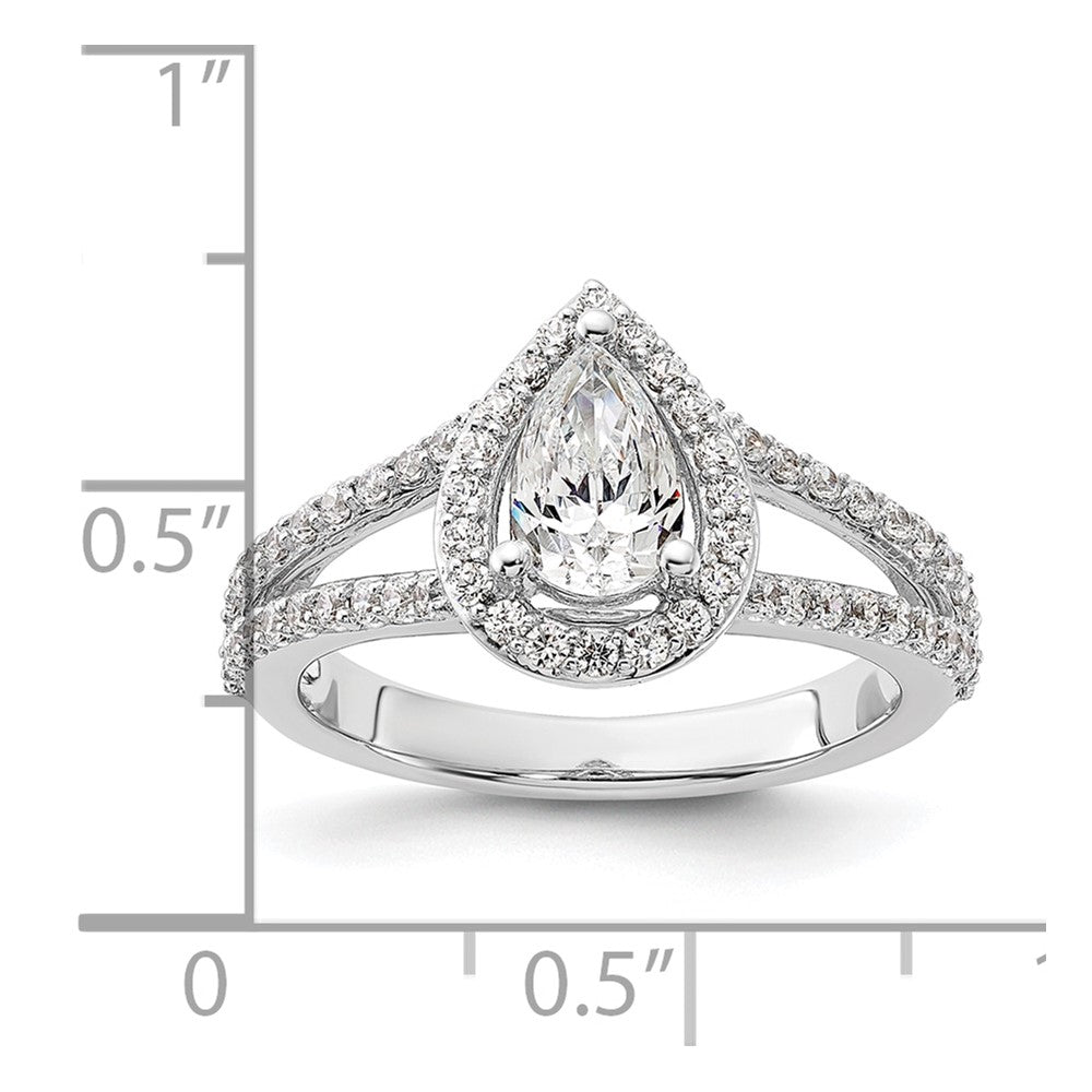 Pear Halo Diamond Semi-mount Engagement Rings