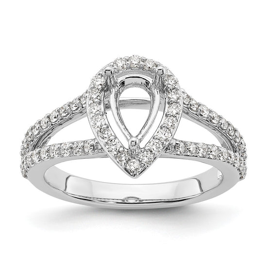 Pear Halo Diamond Semi-mount Engagement Rings