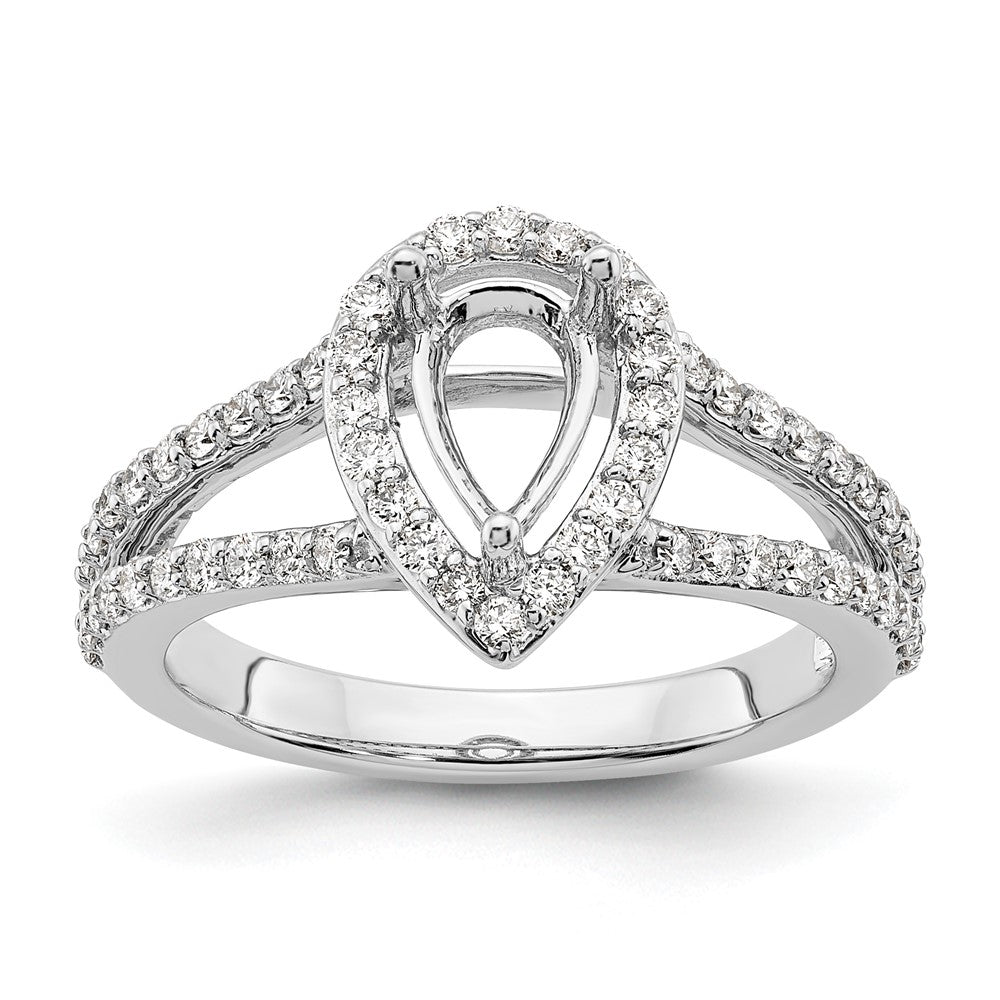 Pear Halo Diamond Semi-mount Engagement Rings
