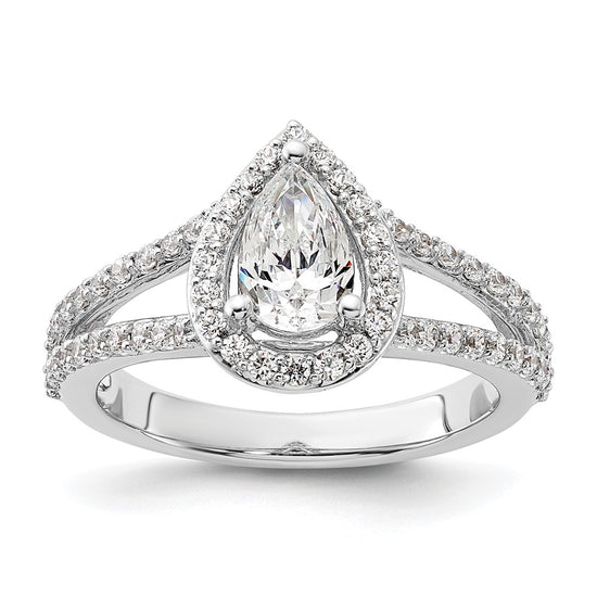 Pear Halo Diamond Semi-mount Engagement Rings