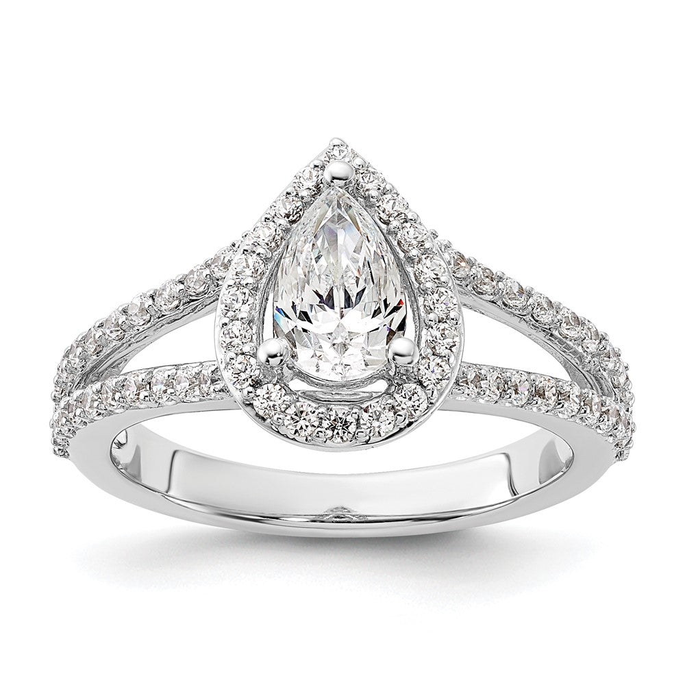 Pear Halo Diamond Semi-mount Engagement Rings