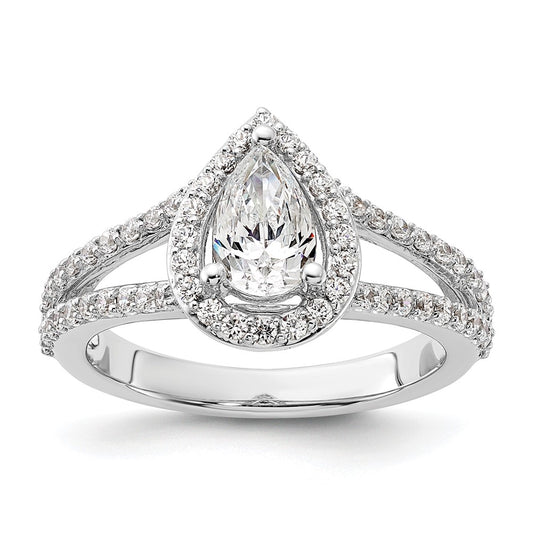 Pear Halo Diamond Semi-mount Engagement Rings