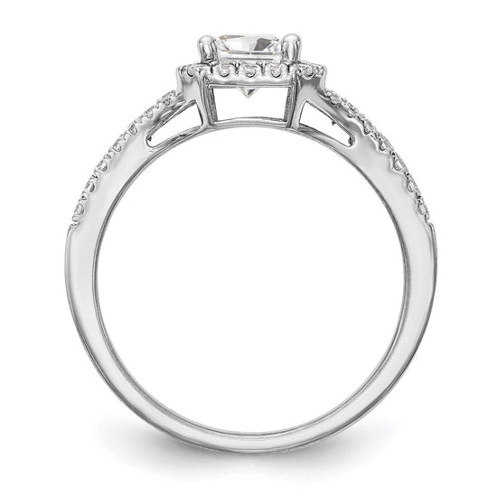Emerald-Cut Halo Diamond Semi-mount Engagement Rings