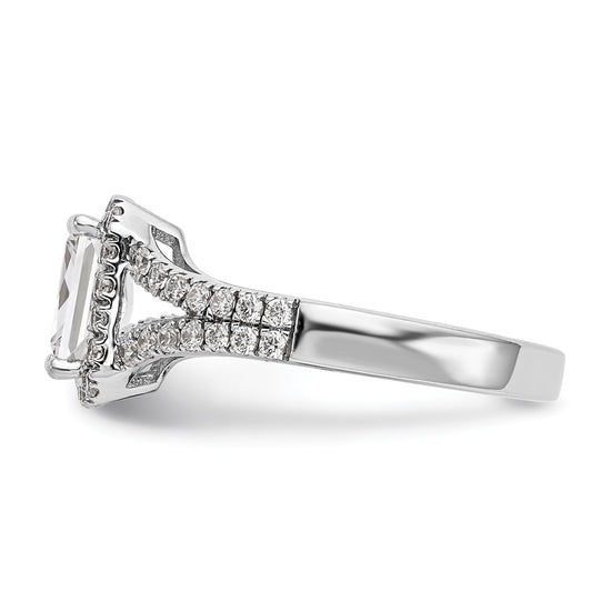Emerald-Cut Halo Diamond Semi-mount Engagement Rings