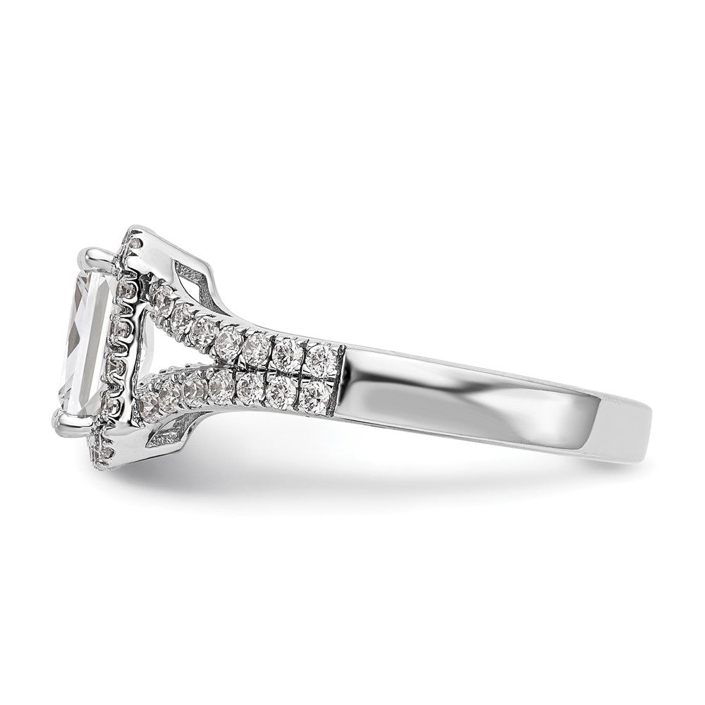 Emerald-Cut Halo Diamond Semi-mount Engagement Rings