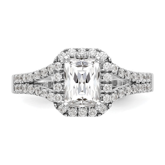 Emerald-Cut Halo Diamond Semi-mount Engagement Rings