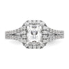 Emerald-Cut Halo Diamond Semi-mount Engagement Rings