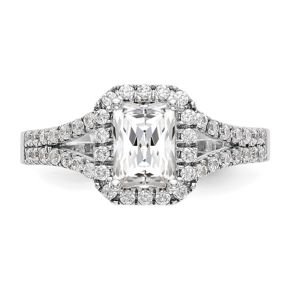Emerald-Cut Halo Diamond Semi-mount Engagement Rings