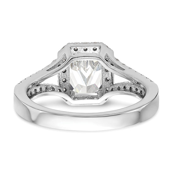 Emerald-Cut Halo Diamond Semi-mount Engagement Rings
