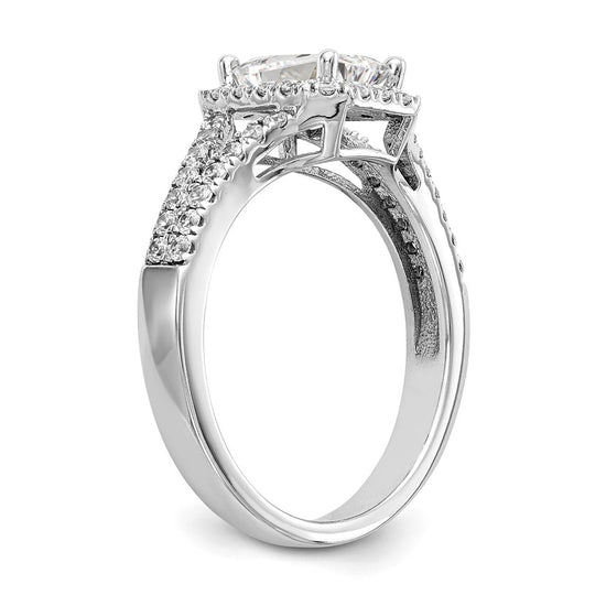 Emerald-Cut Halo Diamond Semi-mount Engagement Rings