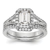 Emerald-Cut Halo Diamond Semi-mount Engagement Rings