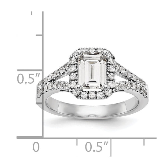 Emerald-Cut Halo Diamond Semi-mount Engagement Rings