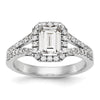 Emerald-Cut Halo Diamond Semi-mount Engagement Rings