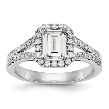 Emerald-Cut Halo Diamond Semi-mount Engagement Rings