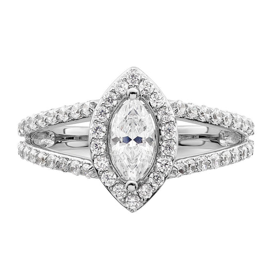 Marquise Halo Diamond Semi-mount Engagement Rings