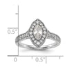 14K White Gold Halo Plus (Holds 3/8 carat (7.0x3.5mm) Marquise Center) 1/3 carat Diamond Semi-Mount Engagement Ring