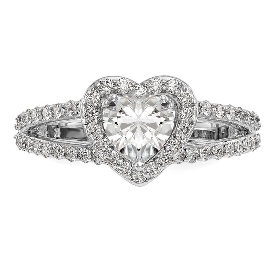 Heart Halo Diamond Semi-mount Engagement Rings