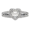 Heart Halo Diamond Semi-mount Engagement Rings