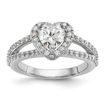 Heart Halo Diamond Semi-mount Engagement Rings
