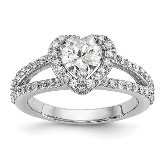 Heart Halo Diamond Semi-mount Engagement Rings